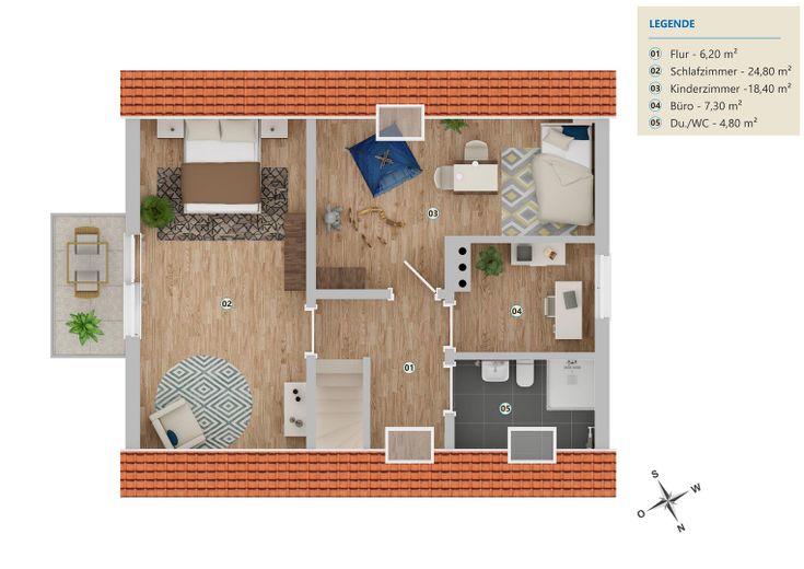 Quand le calme rencontre la proximité - Maison individuelle avec jardin à Neu Hagen - sans commission – Grundriss Dachgeschoss
