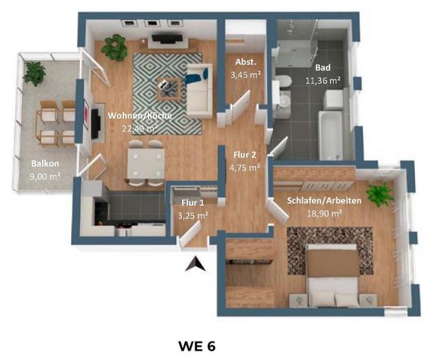 LUSSO vicino all’Elba: esclusivo appartamento di 2 locali con balcone e riscaldamento a pavimento *standard di nuova costruzione* – Wohnungsgrundriss