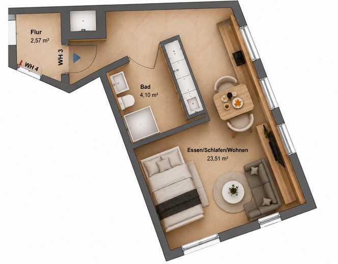 Möbliertes 1-Zimmer-Apartment in Stuttgart-Hedelfingen – frisch renoviert & clever geschnitten – Wohnung Vorschau