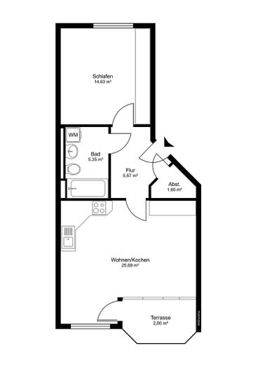 Ideal für Eigennutzer und Kapitalanleger: Sofort verfügbare 2-Zimmer-Terrassenwohnung – Foto 2