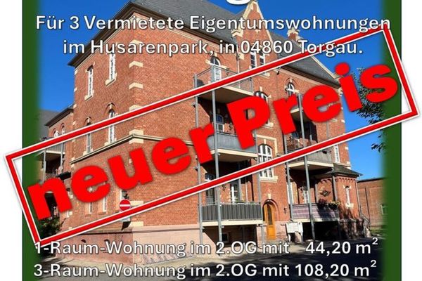 Покупка пакета из 3 сдаваемых квартир в собственности в Хусаренпарке, 04860 Торгау