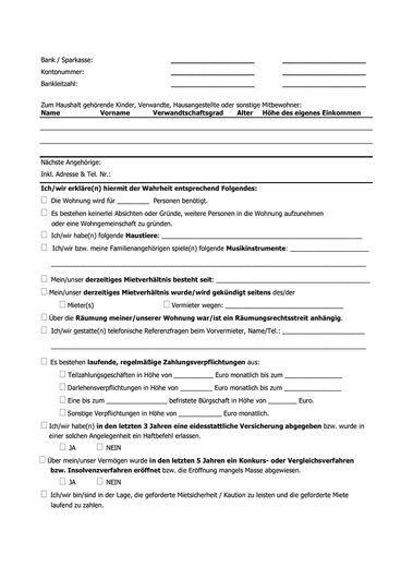 Selbstauskunftsformular 2