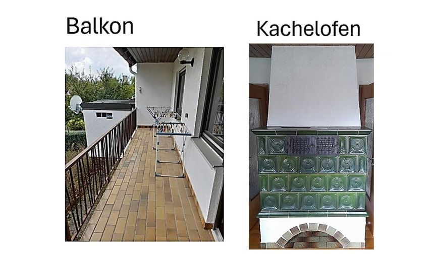 Balkon und Kachelofen