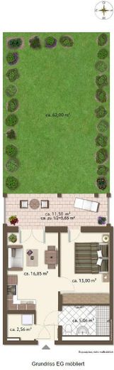 Grundriss EG möbliert/Garten