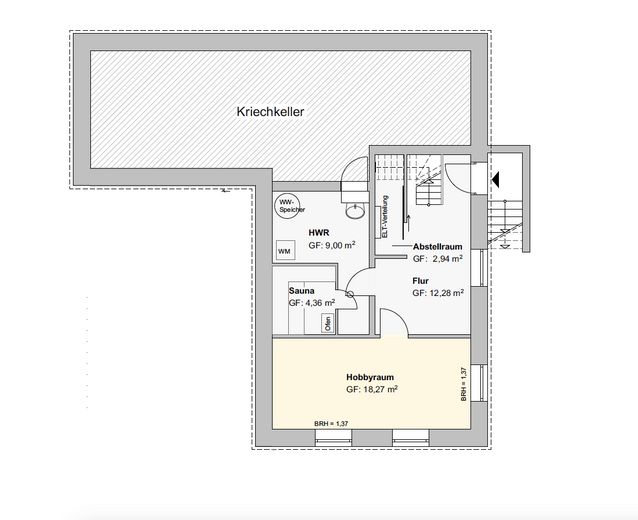 Haus im Bungalowstil als Fertigbau mit Pool, Nebengelass und großem Grundstück – Grundriss Keller