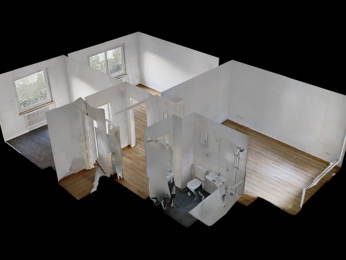 Appartamento ben distribuito con 2 locali, BALCONE e bagno con vasca – 3D-Ansicht Grundriss