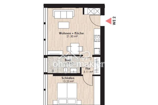 Ankommen und wohlfühlen: Helle 2-Zimmer-Wohnung mit offenem Wohn-Essbereich
