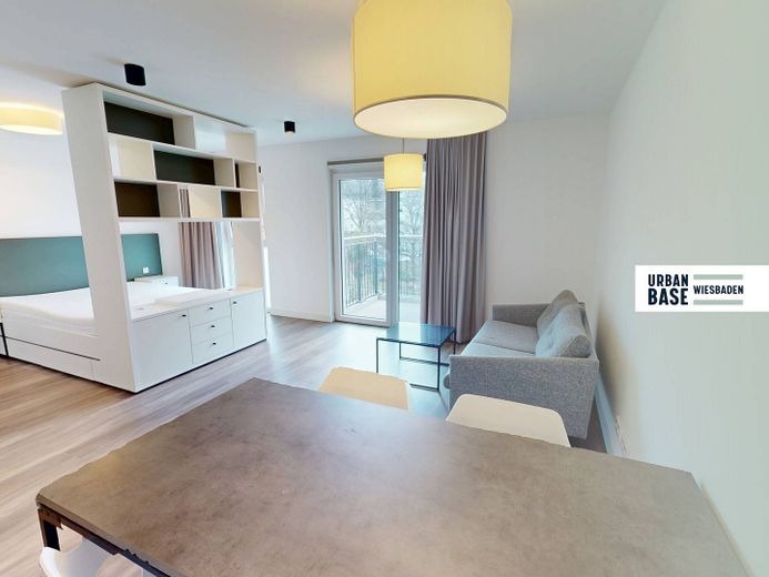 URBAN BASE: Vollmöbliertes 1-Zimmer-Apartment mit EBK, BALKON, ALL-IN-MIETE, UVM. im Wiesbadener Stadtzentrum – Foto 1
