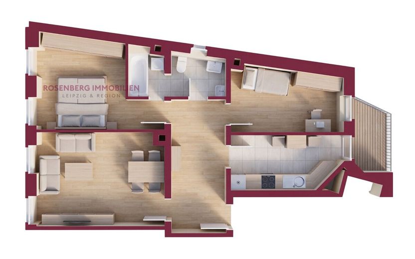 Denkmalgeschützte 3-Zimmer-Eigentumswohnung mit Balkon und Aufzug - Provisionsfrei! – Immobilie verkaufen in Leipzig_ 3-Raumwohnung_Rosenberg Immobilien Leipzig_Grundriss