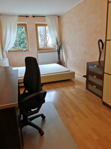 Bannewitz - voll möblierte Zwei-Raum-Wohnung – Schlafzimmer mit Arb.platz