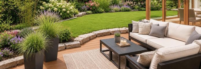 Wohnglück mit Garten Seenah – Terrasse- Virtuelles Staging