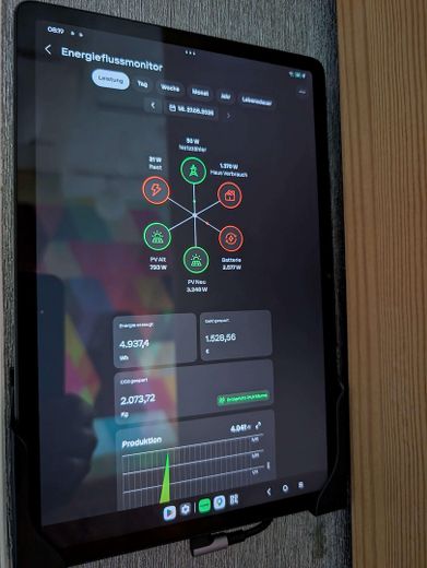 Wohnparadies Mehrgeneration Solar PV/Thermie, 80kWh Speicher, 2 Carport, Pool, WoMo-Platz – Energiefluss