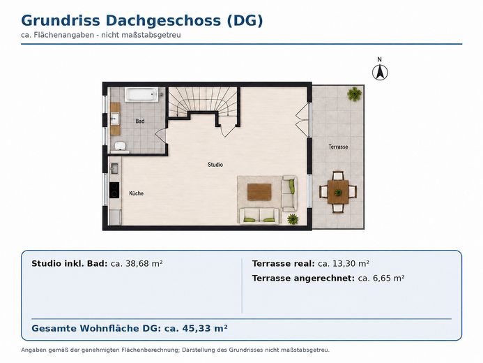 Bez prowizji: Nowoczesny środkowy dom szeregowy (rok budowy 2019) o powierzchni 163 m², z ogrodem, studiem i tarasem na dachu – Grundriss DG