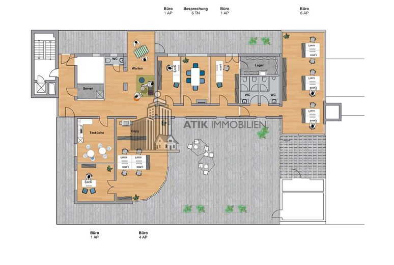 ATIK: Attraktive Büroflächen mit Dachterrassen und Loft-Ambiente in Dreieich – Grundriss 6.OG