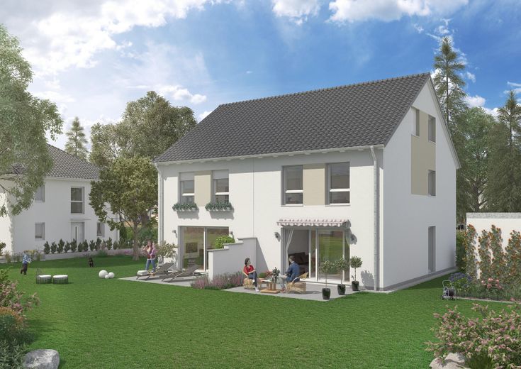 منزل شبه منفصل KFW 40 QNG جديد، إشغال أول، بوزيك-بويرن – Gartenseite