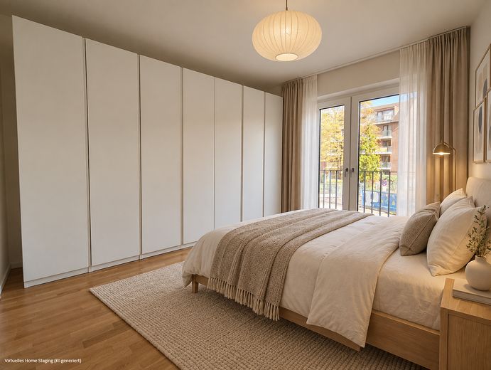 Modern & sofort bezugsfrei: 3-Zi.-Wohnung mit 2 Bädern & Loggia – provisionsfrei – Hauptschlafzimmer, KI