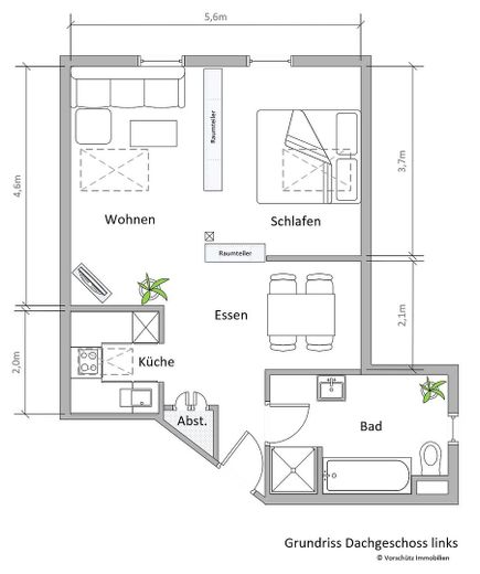 Bright city apartment => 5 min to Jahnplatz by train – Grundriss_2D