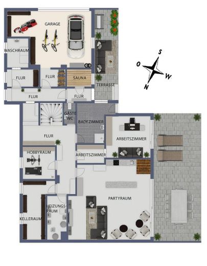 Moderna casa unifamiliar con ambiente tipo loft en Kleinostheim – Untergeschoss