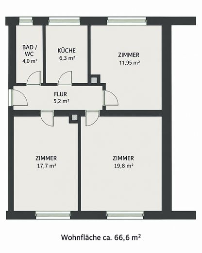 Erstbezug nach Sanierung! Zentrale 3-Zimmerwohnung – Foto 4
