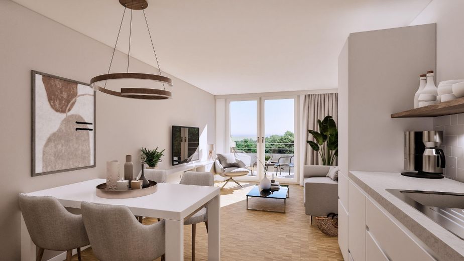 Moderne 2-Zimmer-Wohnung mit Süd-Balkon in Köln Müngersdorf – Wohnen / Essen