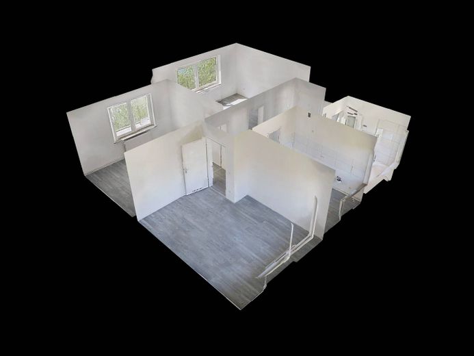 **FRISCH RENOVIERT** Helle 3-Zimmer-Wohnung mit BALKON und modernem Wannenbad – 3D-Ansicht Grundriss