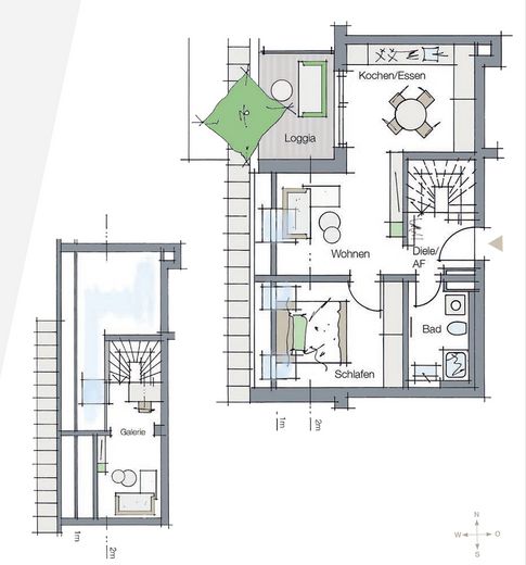 NEW-BUILD FIRST OCCUPANCY 2-room gallery apartment in Nuremberg with balcony / underfloor heating / duplex garage – 2_Grundriss
