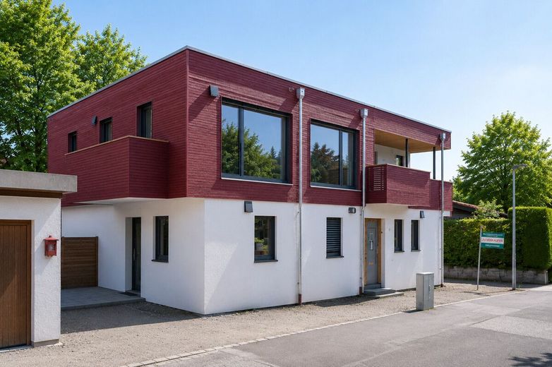 Stadtvilla mit kleinem Garten - Neubau Massivholzhaus am Waldrand mit 180m² Wohnfläche – Größere Einheit noch verfügbar