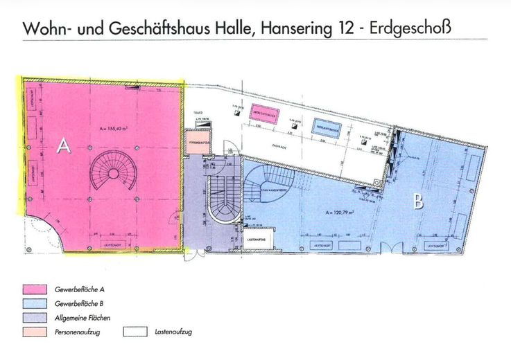 Attraktive Einzelhandels- und Ausstellungsfläche mit großzügiger Schaufensterfront – Grundriss EG