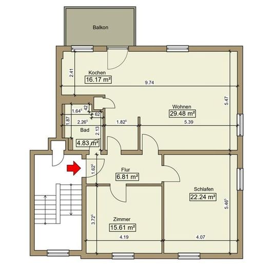 Spacieux appartement rénové de 3 pièces avec balcon et installation solaire sur le balcon à Kitzingen – Photo 11
