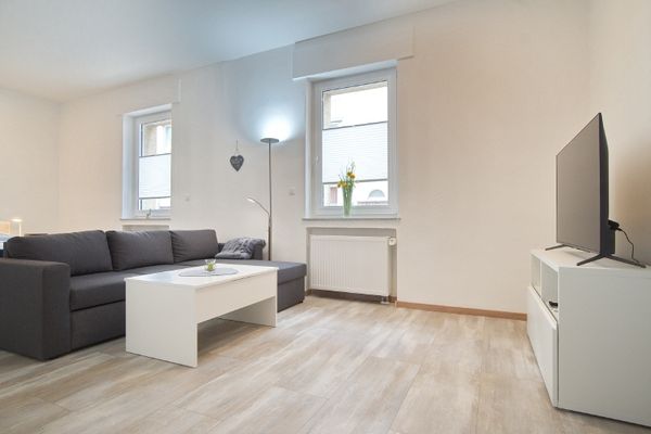 Bright, fully renovated and furnished apartment for your professional stay, with garden terrace, stylish large shower room and internet access.