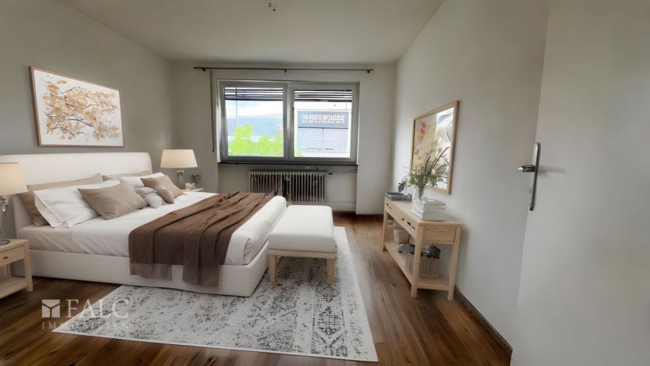 3-Zimmer-Wohnung als Monteurunterkunft für bis zu 8 Personen – Schlafzimmer Muster