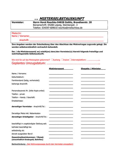 Selbstauskunftsformular 1