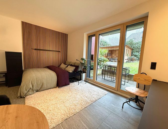 1-Zimmer-APP komplett ausgestattet, 1-room APP comfortably furnished, Munich Westpark, Metro U6 – View Garden