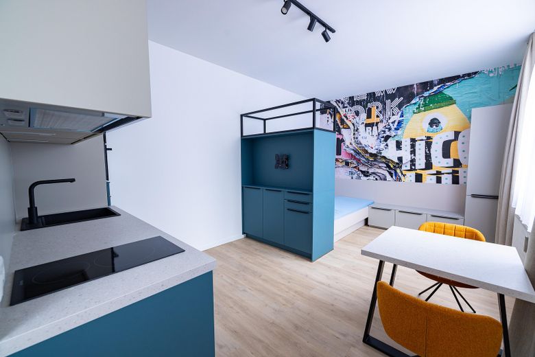Attractive 1-room new-build apartment - Fully furnished - WE 79 – Wohnzimmer