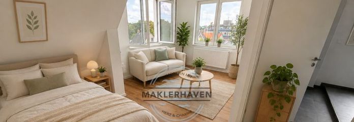 Exclusive maisonette dream apartment with turret room, just a few steps from the water. Prime location