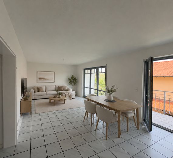Helle sanierte 2 Zimmer Wohnung mit Balkon in Weiler bei Bingen – Helles Wohn-/Esszimmer