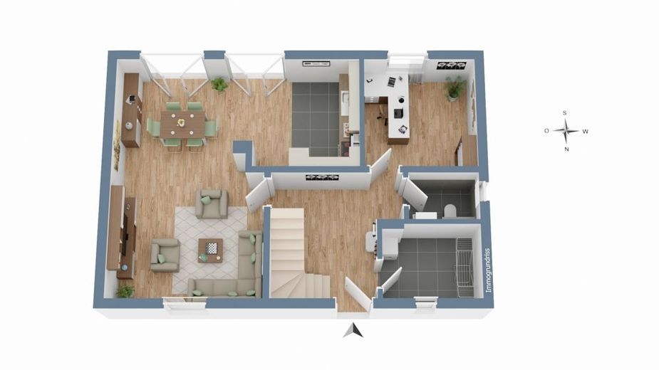Modernes Einfamilienhaus mit Garage und großem Garten in Seenähe – Grundriss EG