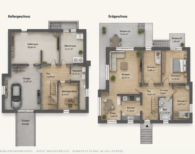 Bungalow indipendente su 669 m² · posizione ai margini del ruscello e dei campi · potenziale eccezionale! – Grundriss visualisiert