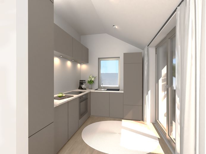 Neubau 3-Zimmer Dachgeschoss-Wohnung in Grafing - top Ausführung - barrierefrei – Küche Wohnung 5