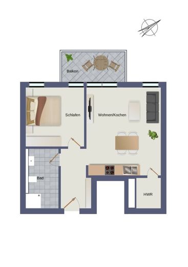 2-Zimmer-Neubauwohnung in beliebter Lage von HH-Meiendorf – Grundriss