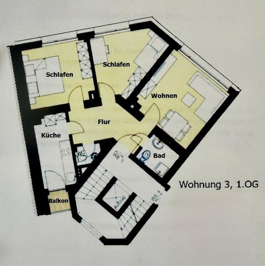 Amplio piso de 3 habitaciones en el centro de Colonia, en Rathenauplatz – Grundriss