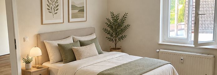 Luminoso apartamento de 2 habitaciones con balcón y cocina equipada: vida tranquila cerca de Zossen y Trebbin – Schlafzimmer (Visualisierung) 