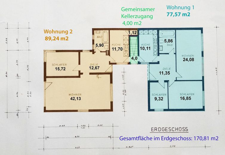 Erdgeschoss, 2 Wohnungen