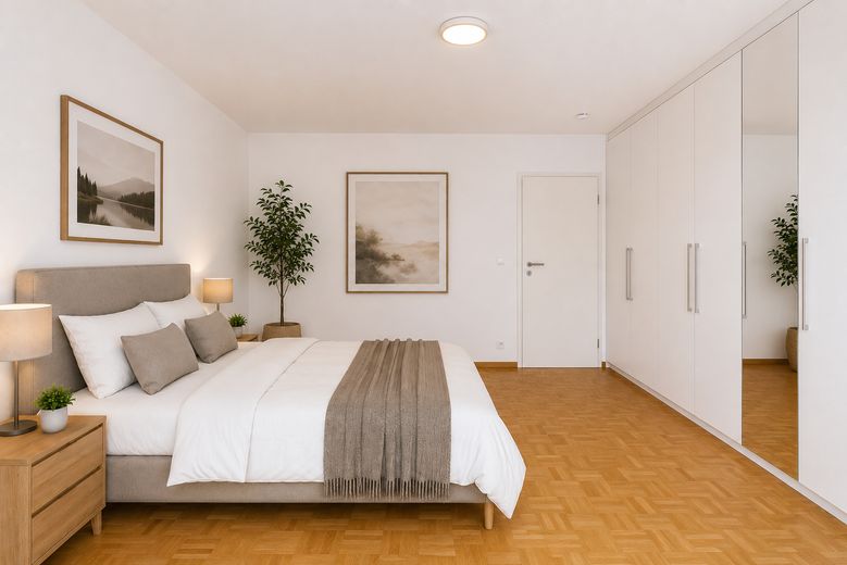 Appartamento per famiglie di rara bellezza – balcone esposto a sud-ovest, 2 bagni e posizione tranquilla di prim’ordine a Freiburg-Vauban – Schlafzimmer - Eltern 