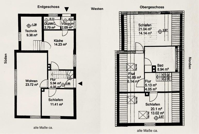 Vivre au centre sans stress de rénovation : maison individuelle compacte, grand jardin, garage XXL – Grundrisse Wohnhaus