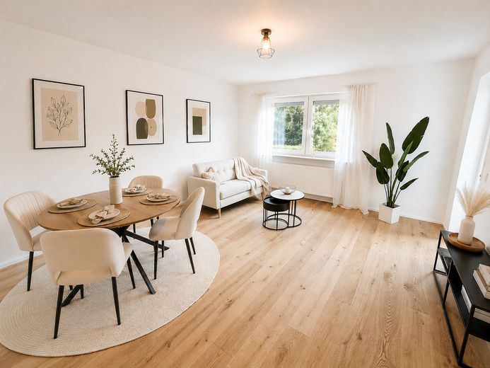 Erstbezug 2026 – hochwertig sanierte 3-Zimmer-Wohnung im EG | Neu-Ulm Offenhausen – Wohnzimmer