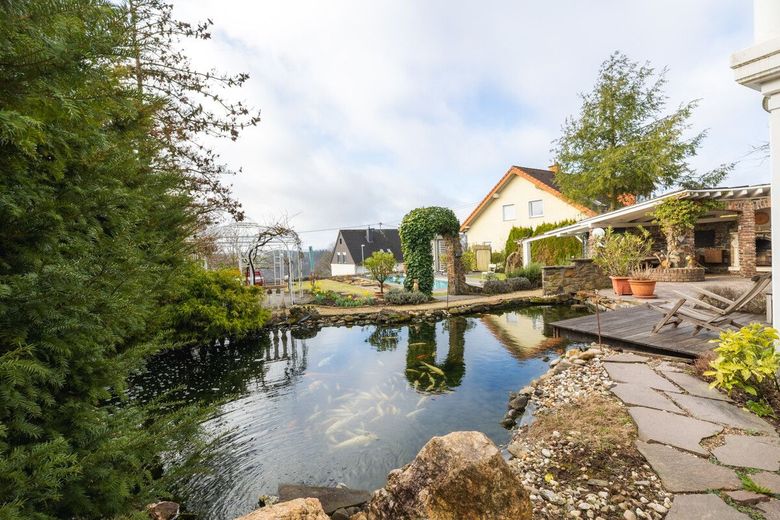 Villa mit Weitblick, Pool, Sauna und Koi-Teich in begehrter Lage von Hochscheid! – Teichanlage
