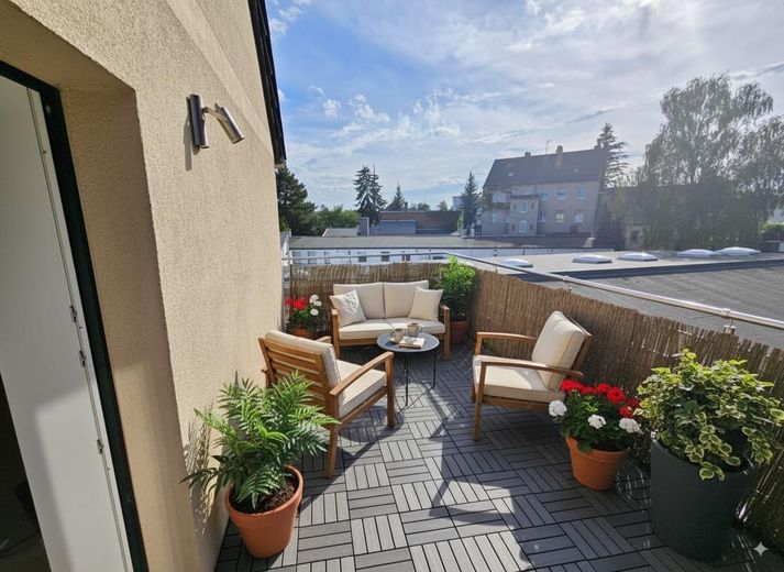 Bonito apartamento de 1 habitación con balcón y cocina en Luckenwalde – Balkon Beispiel
