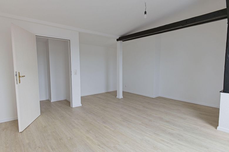 Stilvolle ruhige 3-Zi-Dachgeschosswohnung – eigene Etage, Dachbalken & Gartenmitnutzung – Wohnzimmer