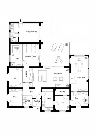 Großzügiger Bungalow mit Einliegerwohnung – Grundriss